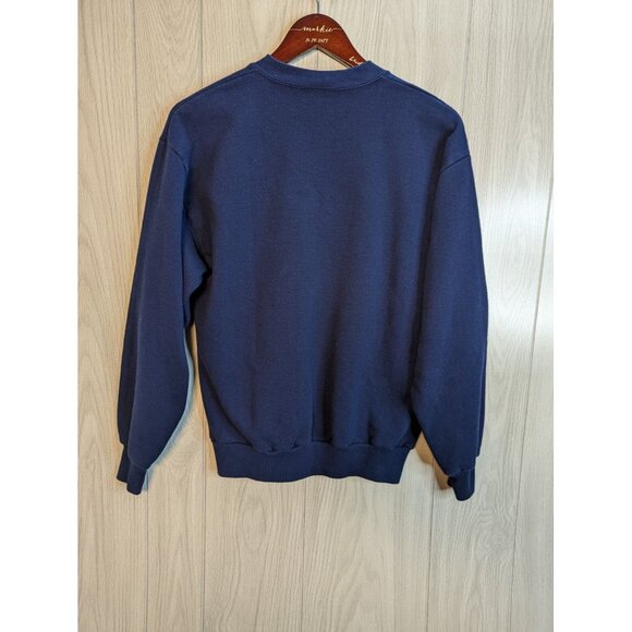 Vintage Jerzees 90s Sweatshirt Mens Navy Blue Sz M Made in USA Blank Pullover - Picture 2 of 7